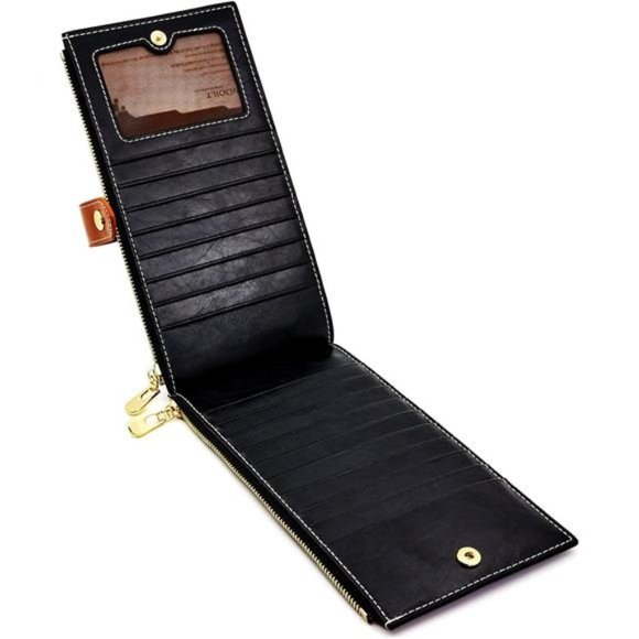 Women's Genuine Leather Wallet RFID Blocking Credit Card Holder Zipper Purse - Picture 2 of 6